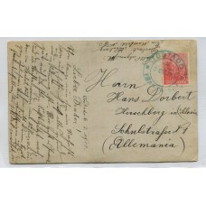 ARGENTINA 1913 TARJETA POSTAL CON ESTAMPILLA LABRADOR, MATASELLO TOSTADO SANTA FE